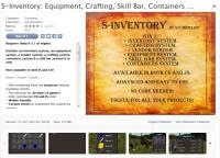 Unity Asset - S-Inventory Equipment, Crafting, Skill Bar, Containers & Merchant[Req][AKD]