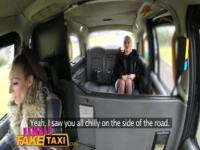 Female Fake Taxi Drivers dildo results in squirting lesbian