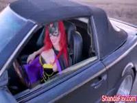 Shanda Fay is BatGirl Blowing Big Cock in Car