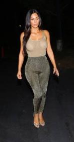 Kim Kardashian â€“ See Thru Top â€“ Leaving LaScalla restaurant in Beverly Hills CA 070817