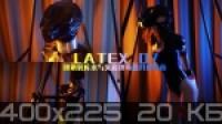LATEX-07 Bunny Swim Suit Gaskmask Latex Hood Breathplay