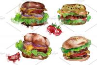 European Hamburger Watercolor png - 3703082