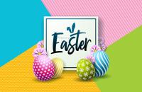 [NulledPremium.com] Happy easter holiday design with painted egg and flower Vector Free Download