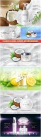 DesignOptimal - Cosmetics vector realistic advertising poster, packaging for cosmetic products, mockup for glossy magazine