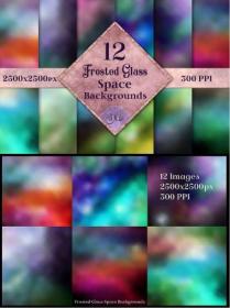 DesignOptimal - Frosted Glass Space Backgrounds - 12 Image Textures Set 260458