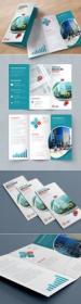 DesignOptimal - Blue Trifold Brochure Layout with Abstract Spots