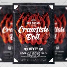 DesignOptimal - PSD Food A5 Template - Annual Crawfish Boil Flyer