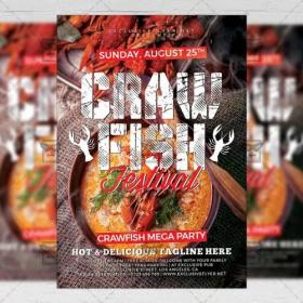 DesignOptimal - PSD Food A5 Template - Crawfish Festival Flyer