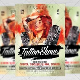 DesignOptimal - PSD Club A5 Template - Tattoo Show Flyer