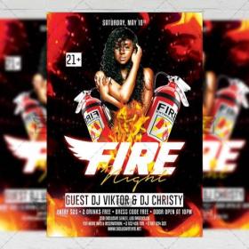 DesignOptimal - PSD Club A5 Template - Fire Night Flyer