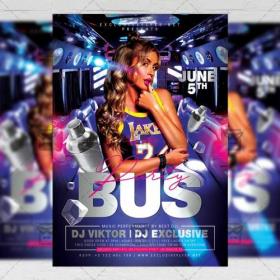 DesignOptimal - PSD Club A5 Template - Party Bus Flyer