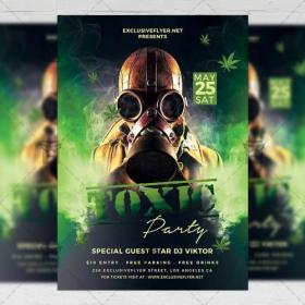 DesignOptimal - PSD Club A5 Template - Toxic Party Flyer