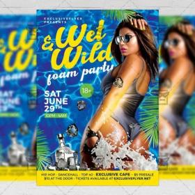 DesignOptimal - PSD Seasonal A5 Template - Wet and Wild Party