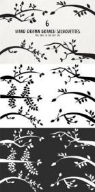 DesignOptimal - 6 Hand Drawn Branch Vector Silhouettes