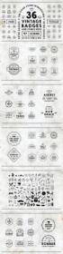 DesignOptimal - 36 Vintage Logo Badges & 97 Icons