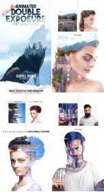 DesignOptimal - Animated Parallax Double Exposure Photoshop Action