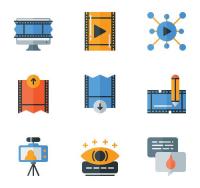 DesignOptimal - 20 Online Streaming Vector Icons (Lineal, Lineal Color, Flat)