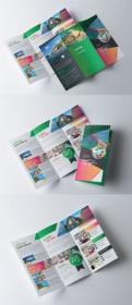 DesignOptimal - Green and Orange Trifold Brochure Layout 254705142