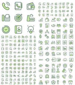 1200+  Monochrome Green Vector Icons Set