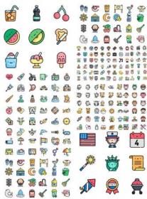 1250+  KAWAII LINEAL COLOR Vector ICONS SET VOL.4