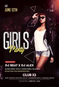 Girls party psd flyer template