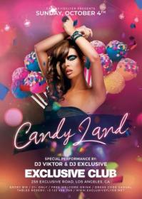 Candyland night - Premium flyer psd template