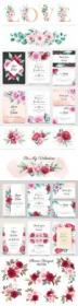 Watercolor wedding invitations floral elegant template 5