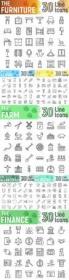 Business line flat icon vector illustration collection 11