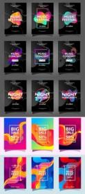 Music Fest Poster Template with Colorful Flowing Backgrounds