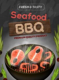 Seafood BBQ Banner Freshand Tasty Product Flyers