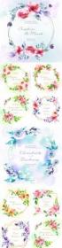 Watercolor floral decorative wedding invitations