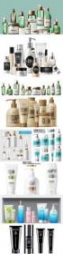 Cosmetic brand template bottles realistic set