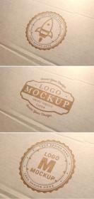 Debossed Logo on Cardboard Texture Mockup 336442198