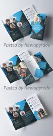 Corporate Trifold Brochure with Blue & Dark Layout 335409974