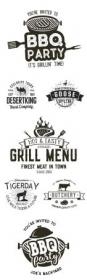 Barbecue party and grill menu label in monochrome style