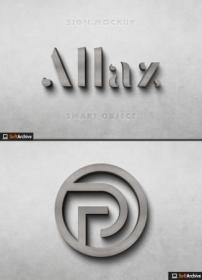 3D Concrete Logo Sign Mockup on Concrete Wall 354730902