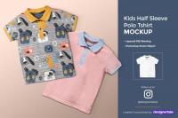 CreativeMarket - Kid ' s Half Sleeve Polo Tshirt Mockup 4432034