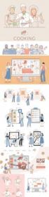 People in everyday clothes of different professions illustration