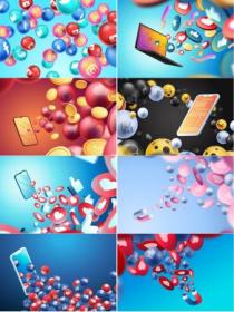 Social media 3d vector background