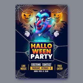 Realistic halloween party flyer