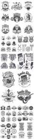 Antique emblems, labels, badges and logos monochrome style