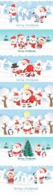 Christmas and New Year's Eve banner with Santa Claus and friends