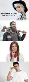 Anaglyph Glitch Photo Effect with Duo Color Mockup 385077147