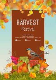 Autumn harvest festival flyer or poster vector template