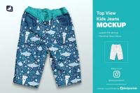 CreativeMarket - Top View Kid ' s Jeans Mockup 5060616