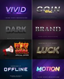 3d editable text style effect vector vol 8