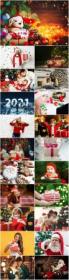 Merry christmas and happy new holidays concept set stock photo