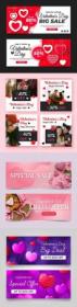 Valentine's Day holiday sales design template banners
