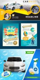 Car Wash Advertising Templates in Vector