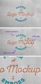 Paper Emboss Logo PSD Mockup